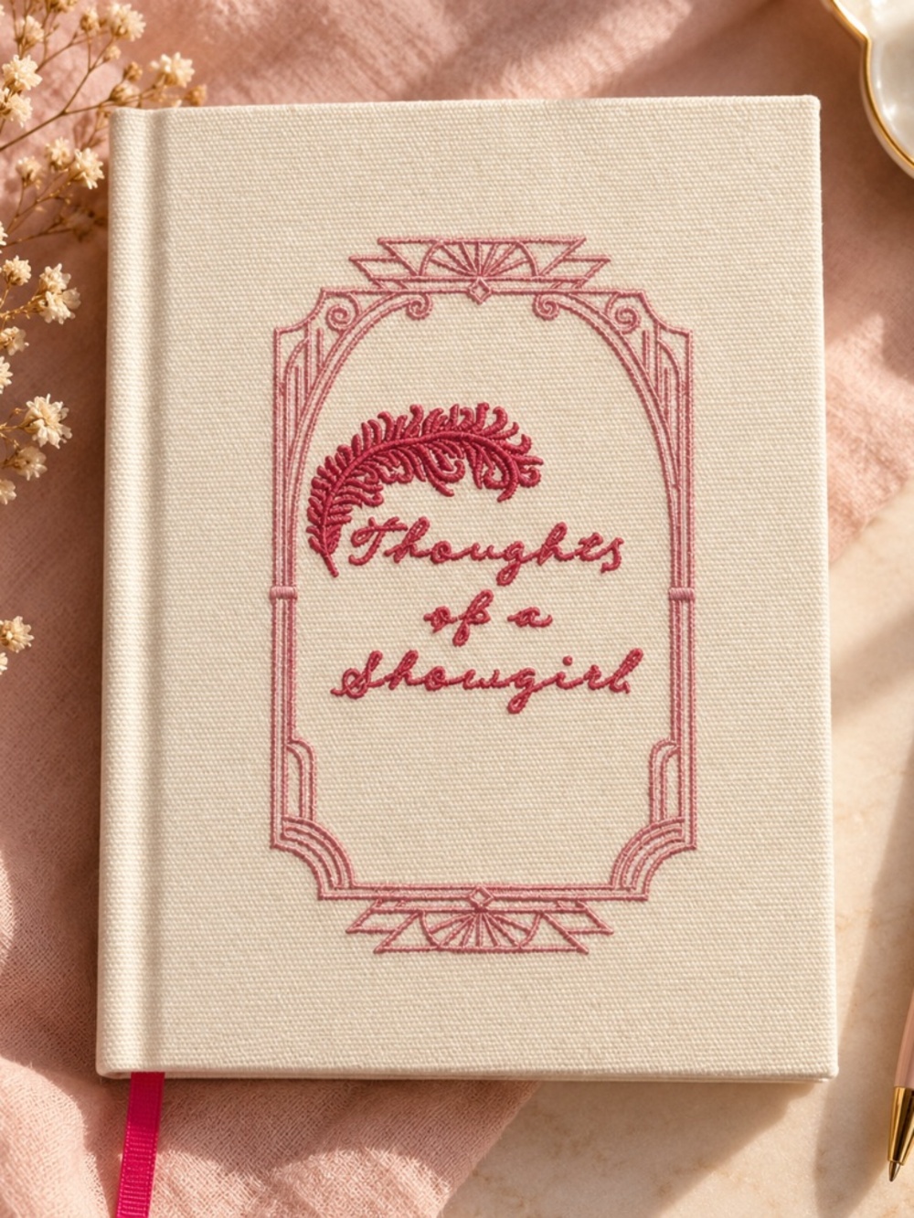 Thoughts of a Showgirl - NWT Embroidered Pink Journal